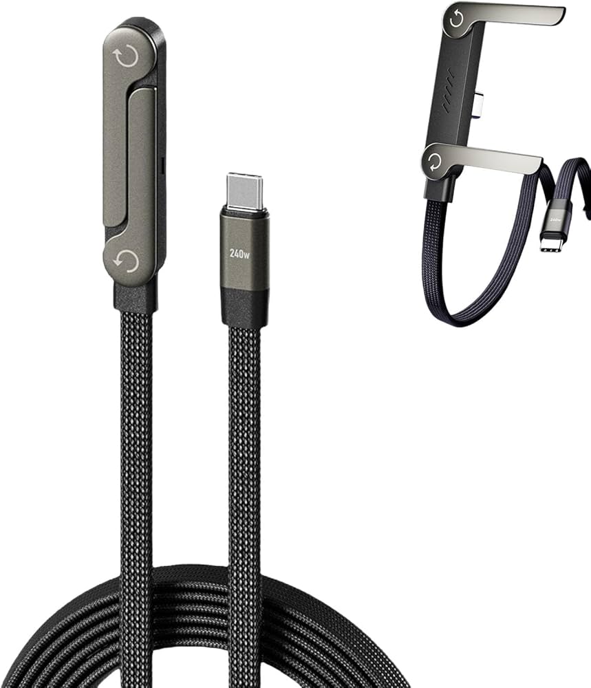 ⚡🔋 Câble USB-C Magnétique Rotatif 240W 🔋⚡